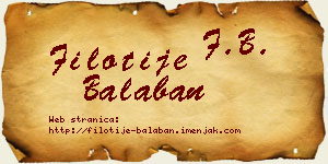 Filotije Balaban vizit kartica